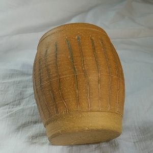 Tan and Blue inside Handmade Vase/Pot